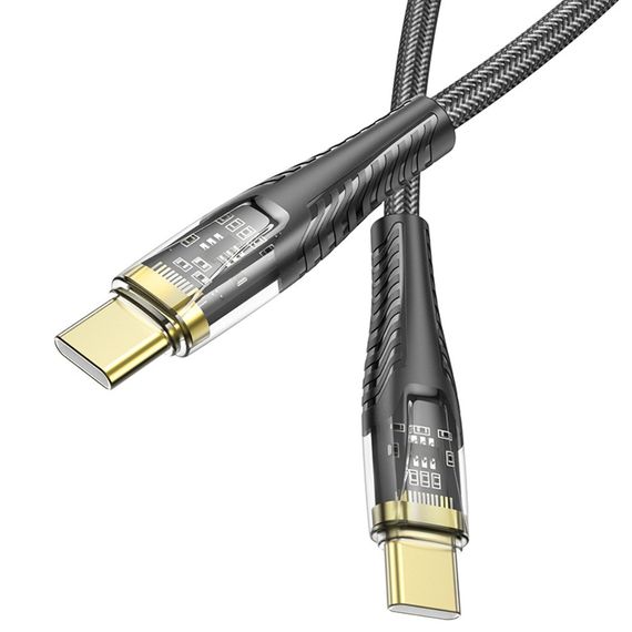 Кабель Hoco U121 з індикатором Type-C to Type-C PD 60W 1.2m black | Зображення 2