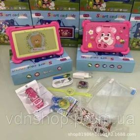 Планшет Smart Cool Kids C12 для дітей, 8 ГБ ОЗУ, 256 ГБ ПЗУ, Android, 7 дюймів рожевий