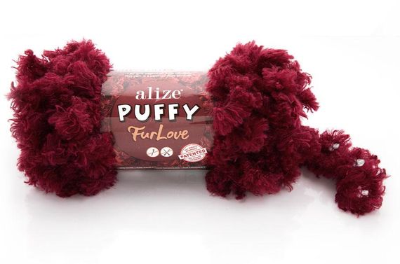 Пряжа Alize Puffy Furlove No 107 (Алізе Пуффі Фурлав) хутряна пряжа з петельками для в'язання руками, 100 г / 6.3 м