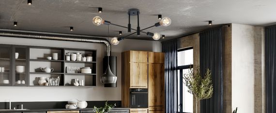 Стельовий світильник zhxinashu Black (4 плафони E27, ретро-стиль) | Зображення 2