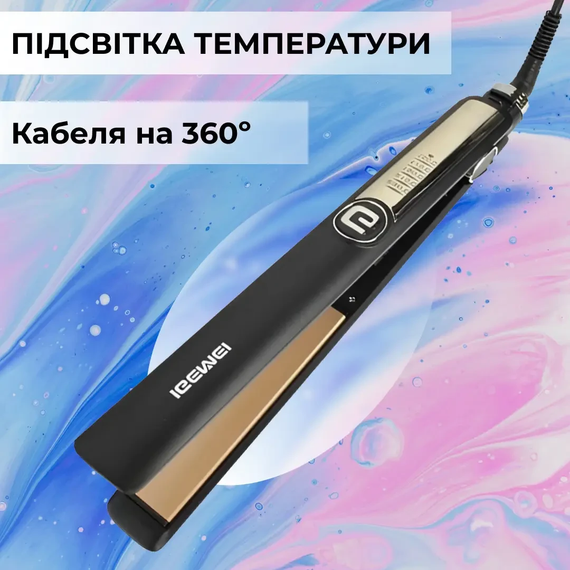 Утюжок для волос Gemei GM-416 с турмалиновым покрытием черный | Зображення 6