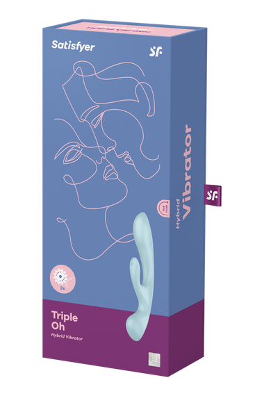Вибратор кролик Satisfyer Triple Oh с тремя моторами, голубой Sex Aura | Зображення 6