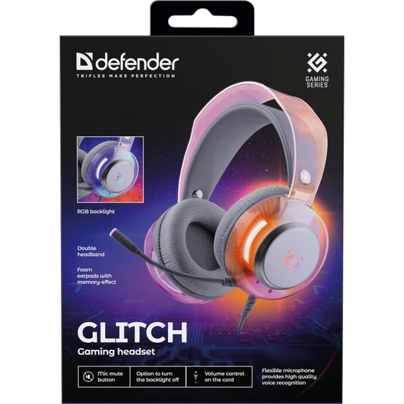 Гарнітура Defender Glitch, USB, RGB,  2м, White | Зображення 7