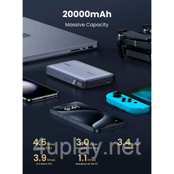 Повербанк UGREEN Nexode Power Bank 20000mAh 100W с кабелем и чехлом | Зображення 3