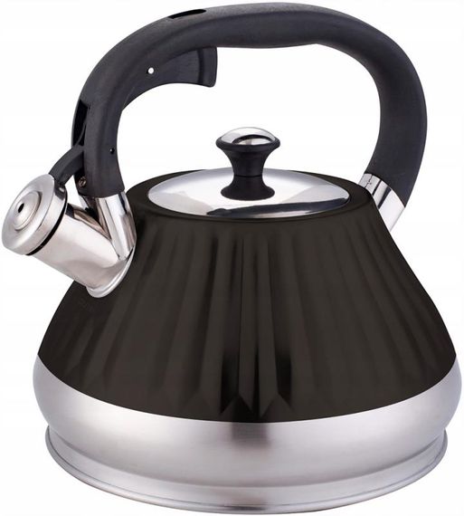 Чайник Kamille Whistling Kettle Marshmallow 3л з нержавіючої сталі зі свистком, чорний