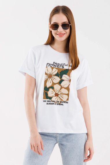 Футболка з принтом жіноча On me 70224 S Білий (2000990414328)