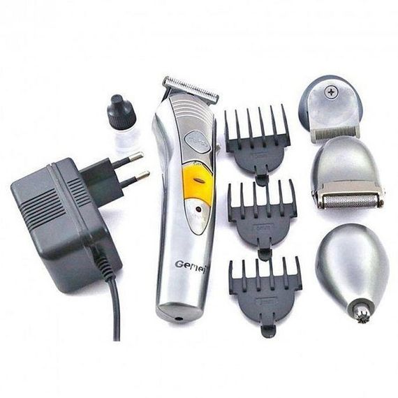 Набор для стрижки Pro Gemei GM-580 триммер 7в1 для стрижки волос, бритья бороды, для носа и ушей, стайлер | Зображення 2
