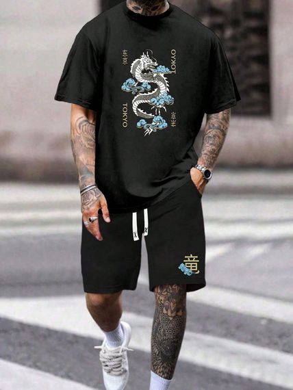 Комплект футболка та шорти ДТФ (оверсайз)