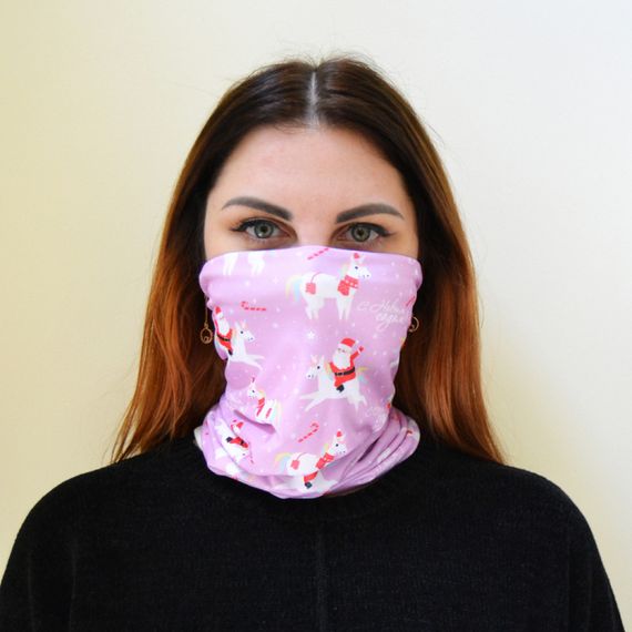 Защитная бафф маска на лицо 4Profi New Year Pink размер S 14790_2 | Зображення 2