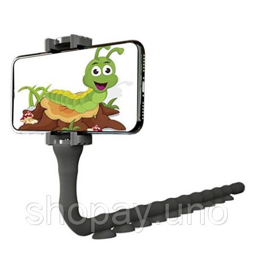 Гнучкий тримач для телефону з універсальними присосками Cute Worm Lazy Holder. Колір: чорний IL-80 | Зображення 3