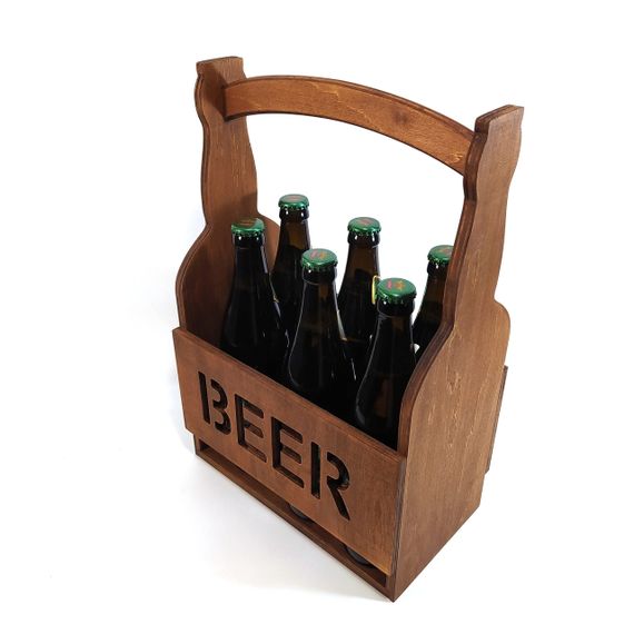 Ящик для пивних пляшок BEER 23х36х16 см Майстерня містера Томаса фанера 10 мм полісандр | Зображення 5