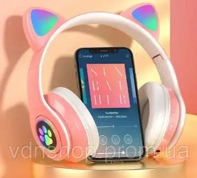 Беспроводные наушники с кошачьими ушками (розовый)