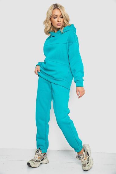 Спортивный костюм женский на флисе  -уценка, цвет бирюзовый, 247R10765-U-42 | Зображення 2