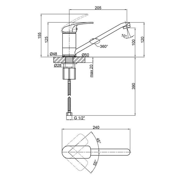 Смеситель для кухни Lidz Mars 003 (k40) LDMAR003CRM34875 Chrome | Зображення 1