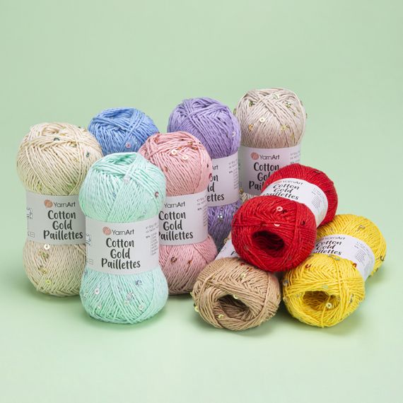 Yarnart COTTON GOLD PAILLETTES No 7111 синий Коттон Голд Пайетка Пряжа хлопок с пайеткой, нитки для вязания | Зображення 4