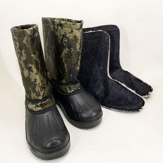 Чоботи чоловічі утеплені камуфляж 45р 29,5см, Водонепроникні теплі гумові чоботи | Зображення 4
