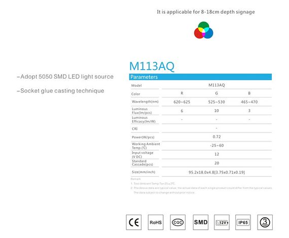 Світлодіодний модуль RGB, 0,72W SMD 5050 LED (3 LED) IP65 | Зображення 1
