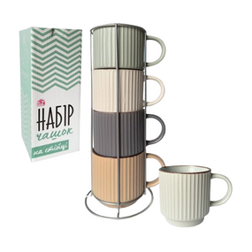 Набір чашок 4 предмети на стійці порцеляна 021-04-22 S&T