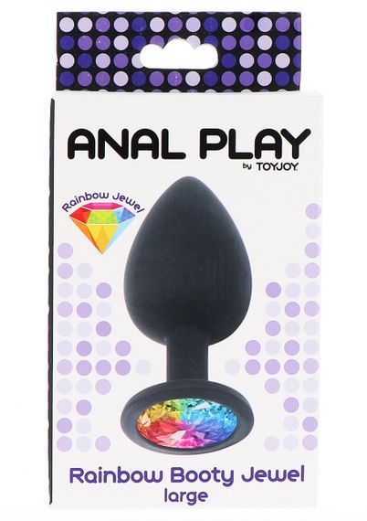 Анальна пробка Toy Joy Rainbow Booty Jewel з райдужним кристалом, чорний, Large Sex Aura | Зображення 3