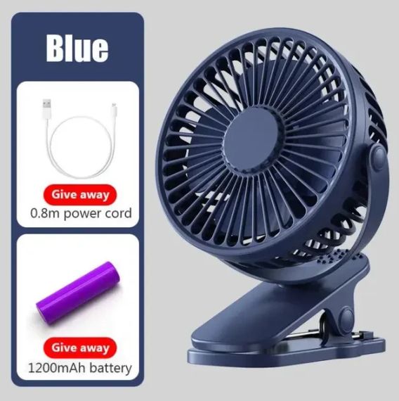 Вентилятор акумуляторний FAN-AF01 з USB з прищіпкою 3 швидкості, 360 градусів