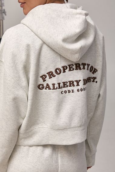 Спортивний костюм вільного фасону з вишитим написом - світло-сірий цвет, M/L (є розміри) | Зображення 3