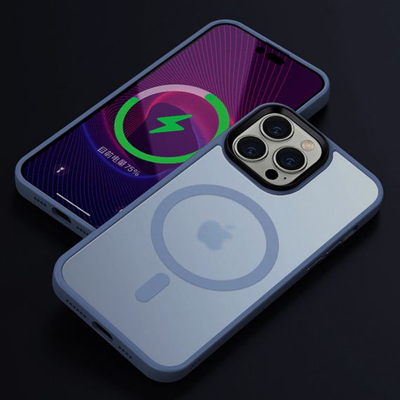 TPU+PC чохол Metal Buttons with MagSafe Colorful для Apple iPhone 13 Pro (6.1") Блакитний / Sierra Blue | Зображення 1
