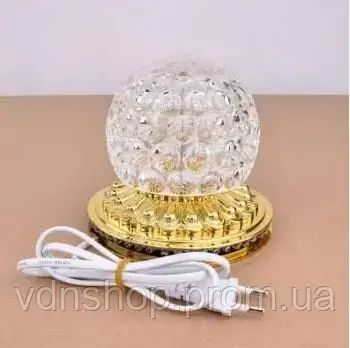 Диско шар на золотой подставке RD-7207, хрустальный шар с подсветкой | Зображення 1