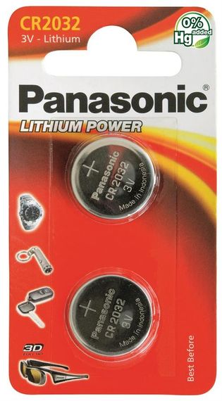Батарейка Panasonic литиевая CR2032 блистер, 2 шт. (CR-2032EL/2B)