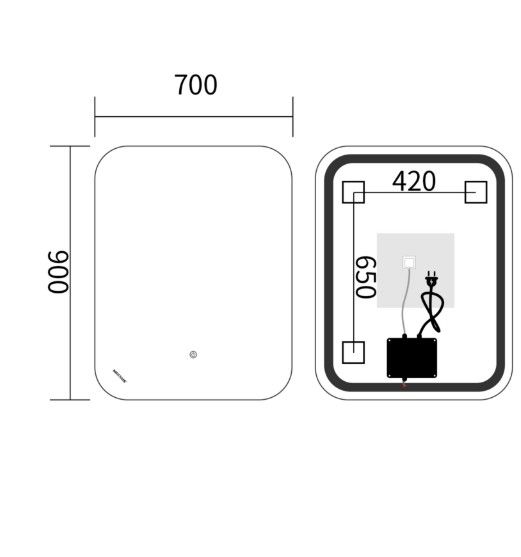 Дзеркало Mixxus Premium DIVERSE MR15-90x70-REVERSE (LED Touch, Anti-fog (3-6,5kK)) (MP6639) | Зображення 1