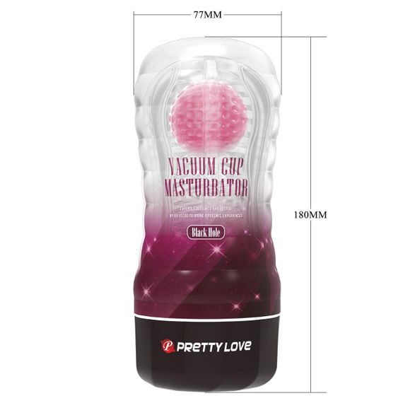 Прозрачный мастурбатор вагина PRETTY LOVE VACUUM CUP MASTURBATOR Black Hole ABS TPR Sex Aura | Зображення 2
