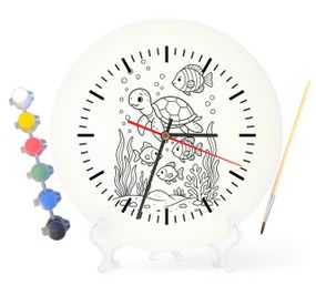 Дитячий набір для творчості годинник розмальовка Черепаха та рибки 30 см (Г0049)