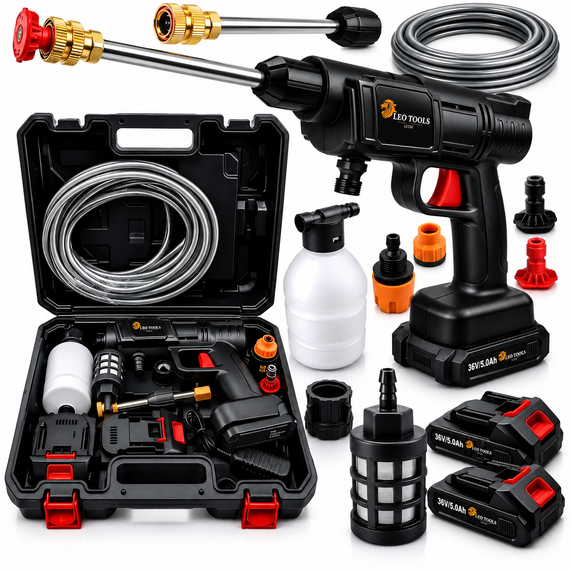 Акумуляторна мийка високого тиску LEO TOOLS 36V портативний автомийник мийка для авто садовий оприскувач | Зображення 1