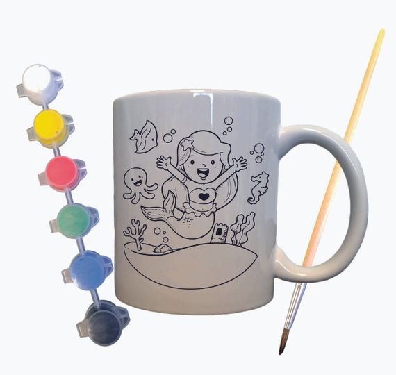 Набір для творчості кружка розмальовка "Маленька Русалонька" 330 мл біла | Зображення 1