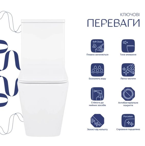 Унітаз підлоговий Qtap Crow Eco Rimless з сидінням Slim Duroplast/ Soft-close/ Quick Release QTCRO27W48750 | Зображення 9
