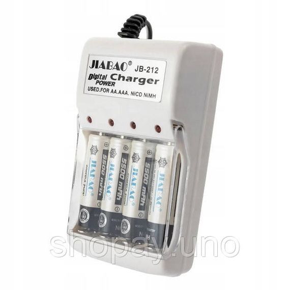 Зарядное устройство для аккумуляторов АА и ААА, Jiabao JB-212 + 4 аккумулятора ААА QY-24 | Зображення 3