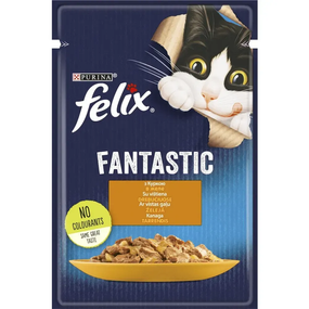 Вологий корм павуч Purina Felix Sensations Sauces для котиків з куркою, 85г