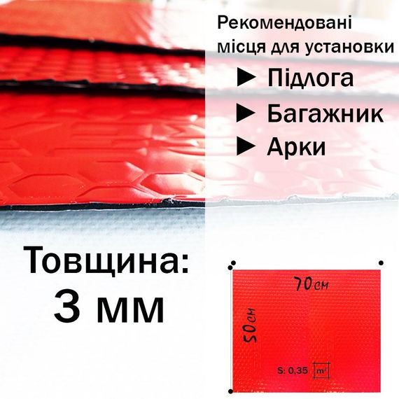Віброзація преміум класу Vibrex Red Label 3*500*700 (шумоїзоляція, шумоізоляція, безшумність, шумовіброзоляція). | Зображення 1