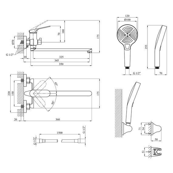 Змішувач для ванни Kroner KRM Linz - GRN070 (CV034901) | Зображення 1