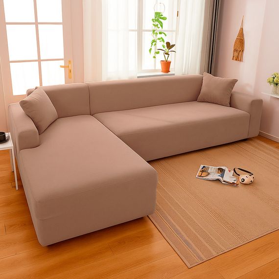 Чохол на диван кутовий велюр капучино Love You