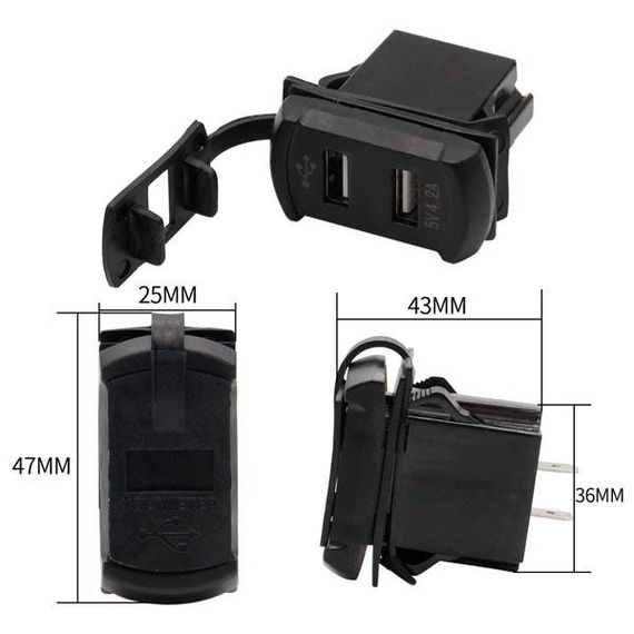 Зарядний пристрій вольтметр для авто 12/24В 4.2A з двома USB-портами, дисплеєм напруги, водонепроникний в штатне місце | Зображення 3