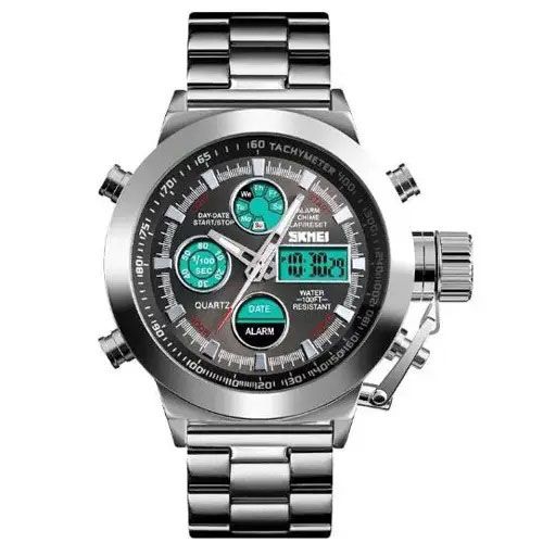 Годинник для чоловіка SKMEI 1515SI SILVER / Модний чоловічий годинник / Годинник DU-810 армійський оригінал | Зображення 3