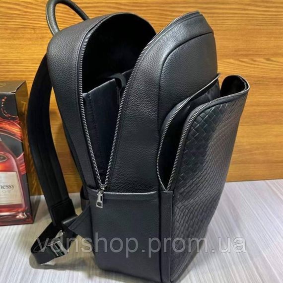 Рюкзак мужской из натуральной кожи 30х41х12, городская сумка на спину для ноутбука Tiding Bag черная | Зображення 3