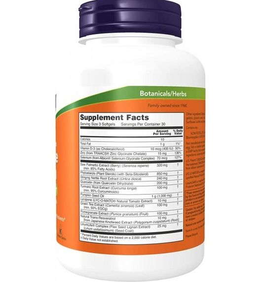 Комплекс для здоров'я передміхурової залози NOW Foods Prostate health 90 Softgels | Зображення 1