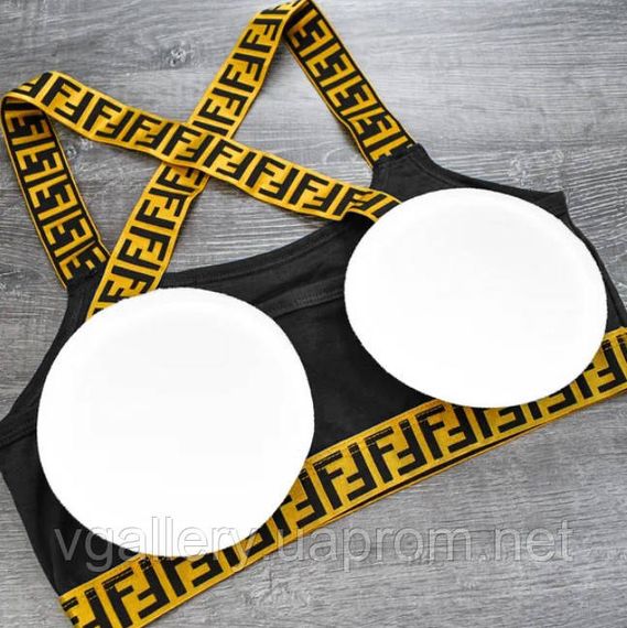 Жіночий комплект білизни Fendi, жіночий комплект Фенді (Топ+Брифі) M, Чорний | Зображення 4