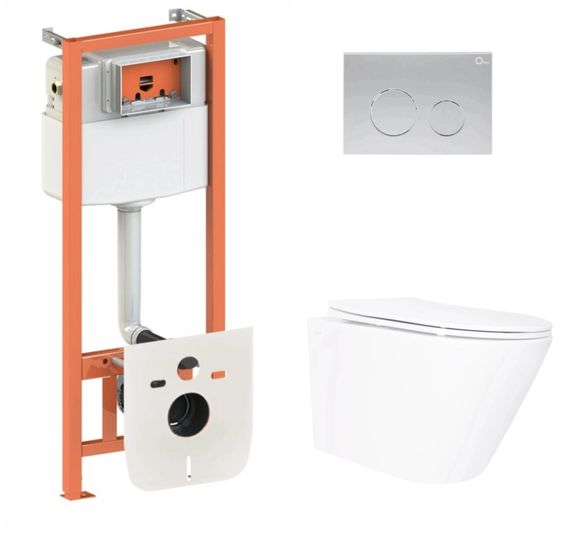 Набір Qtap Nest 4 в 1 підвісний унітаз Swan Ultra Quiet 520x360x320 + комплект інсталяції QT16335180W48191