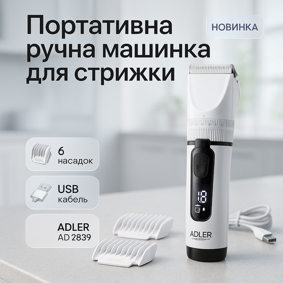 Машинка для стрижки короткої стрижки ADLER, Профі машинка для волосся підстригання NP-18