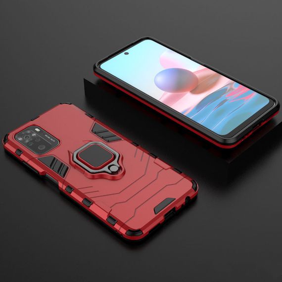 Ударопрочный чехол Transformer Ring for Magnet для Xiaomi Redmi Note 10 / Note 10s Red | Зображення 1