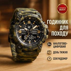 Армійський годинник мілітарі SKMEI 1818CMGN, Водонепроникний годинник на руку для військового QV-39