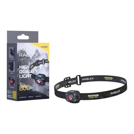 Ліхтар налобний Rablex RB988 з акумулятором та Type-C зарядкою (TG3 LED 5W, біле/червоне світло) | Зображення 1