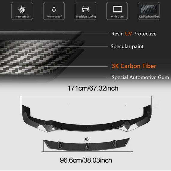 Накладка на передній бампер Lip V3 (для F87 M2, Карбон) для BMW 2 серія F22/23 2014-2021 рр | Зображення 6